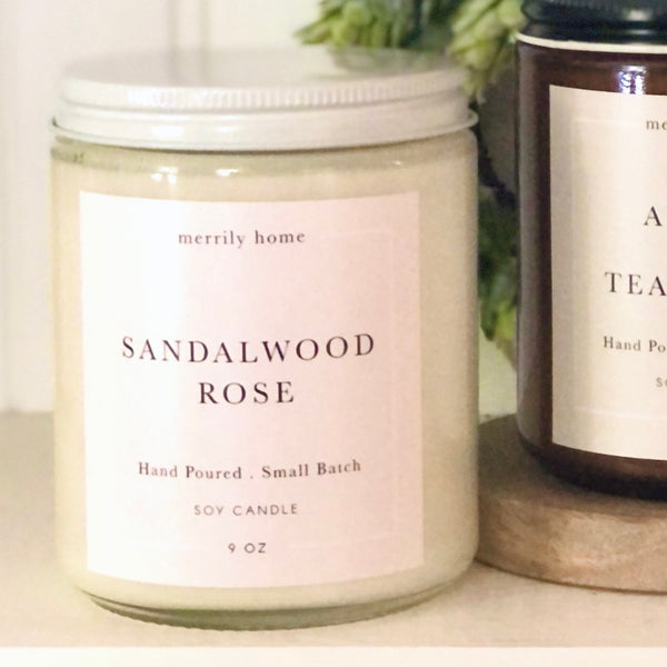 Merrily Home Soy Candle - Sandalwood Rose