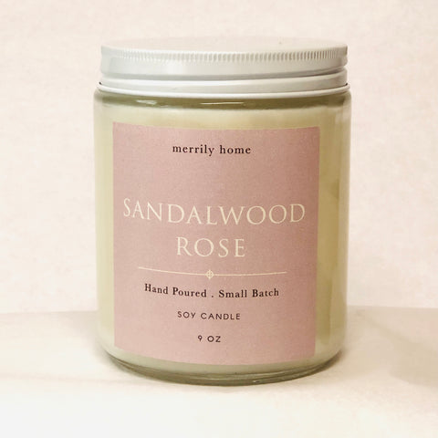 Merrily Home Soy Candle - Sandalwood Rose