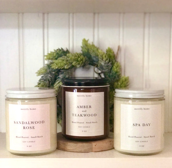 Merrily Home Soy Candle - Sandalwood Rose