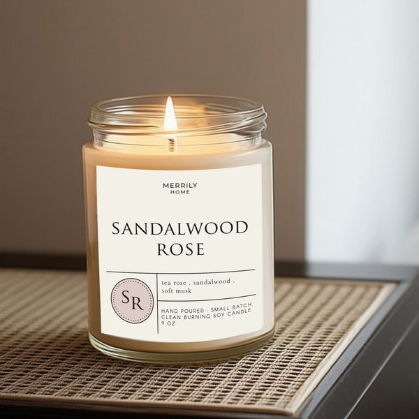 Merrily Home Soy Candle - Sandalwood Rose