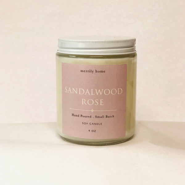 Merrily Home Soy Candle - Sandalwood Rose