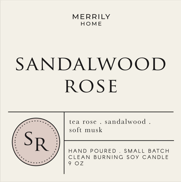 Merrily Home Soy Candle - Sandalwood Rose