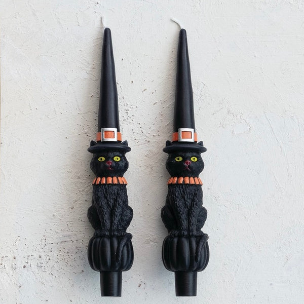 Halloween Black Cat Taper Candle - Boxed Set/2
