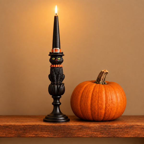 Halloween Black Cat Taper Candle - Boxed Set/2