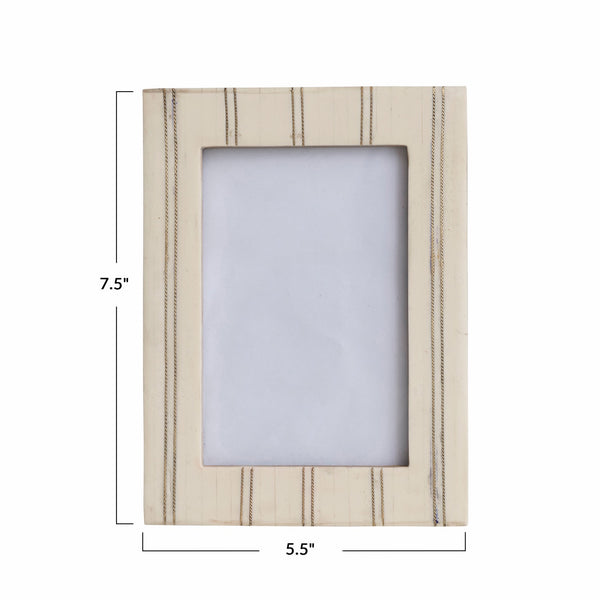 Cream Photo Frame with Metal Inlay