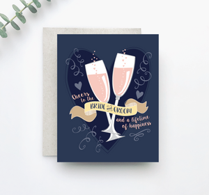 Cheers to the Bride & Groom Wedding Card