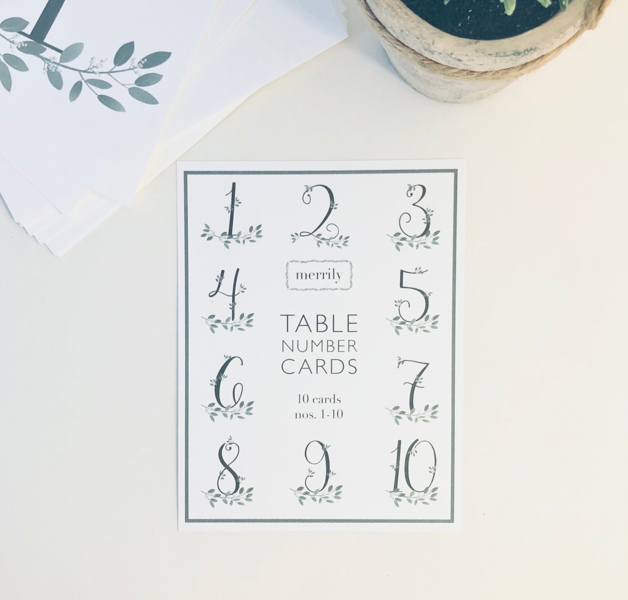 Botanical Table Number Set