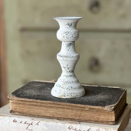 Creamy Distressed Taper Candle Holder