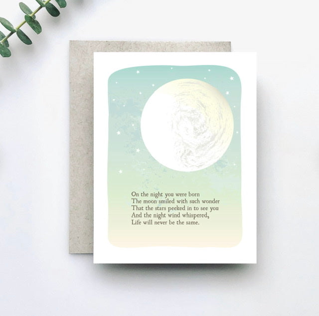 The Moon Smiled on You New Baby Card