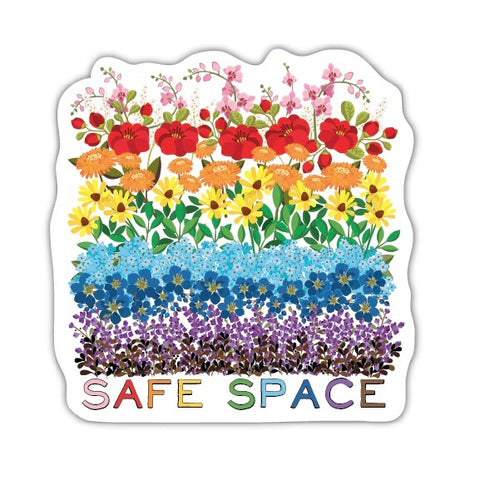 Rainbow Flowers Safe Space LGBTQA+ Sticker