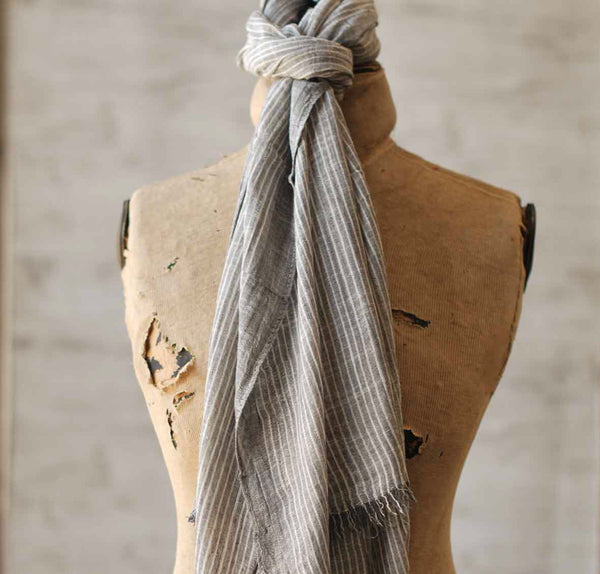 Grey / White Ticking Stripes Scarf