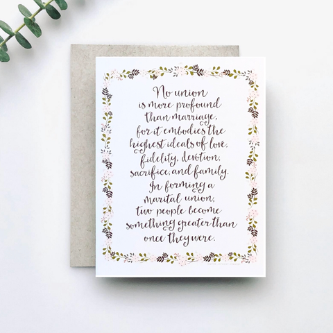 No Greater Union Wedding Card