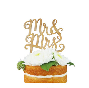 Mr & Mrs Wood Wedding Cake Topper