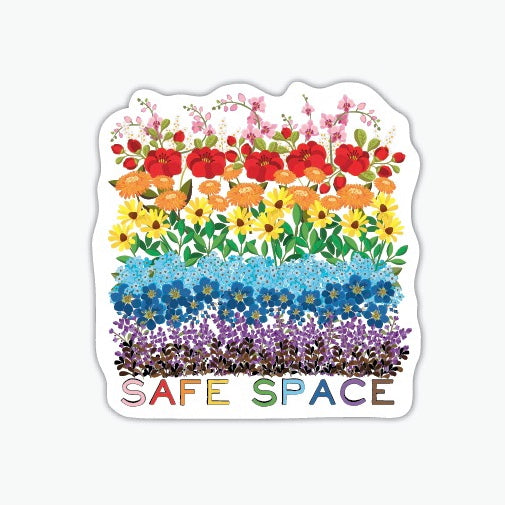 Rainbow Flowers Safe Space LGBTQA+ Sticker