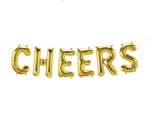 CHEERS - Gold Foil Letter Balloon Pack