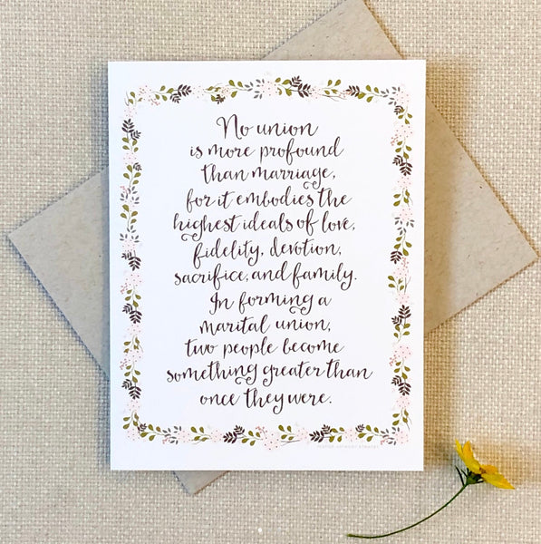 No Greater Union Wedding Card