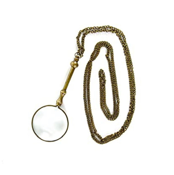 Vintage Style Brass Magnifying Glass Necklace